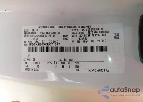 2019 Ford F-250 Xl from USA, damaged, VIN 1FD7X2B65KEC71077